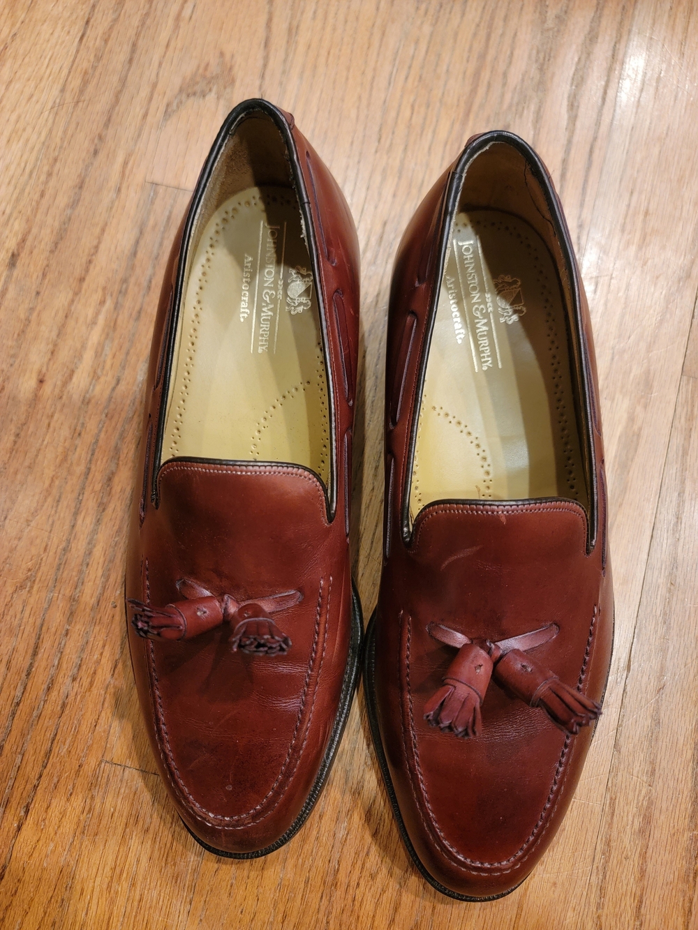 Vintage Johnston & Murphy Aristocraft Mens Brown Tassel Loafers In Cordovan